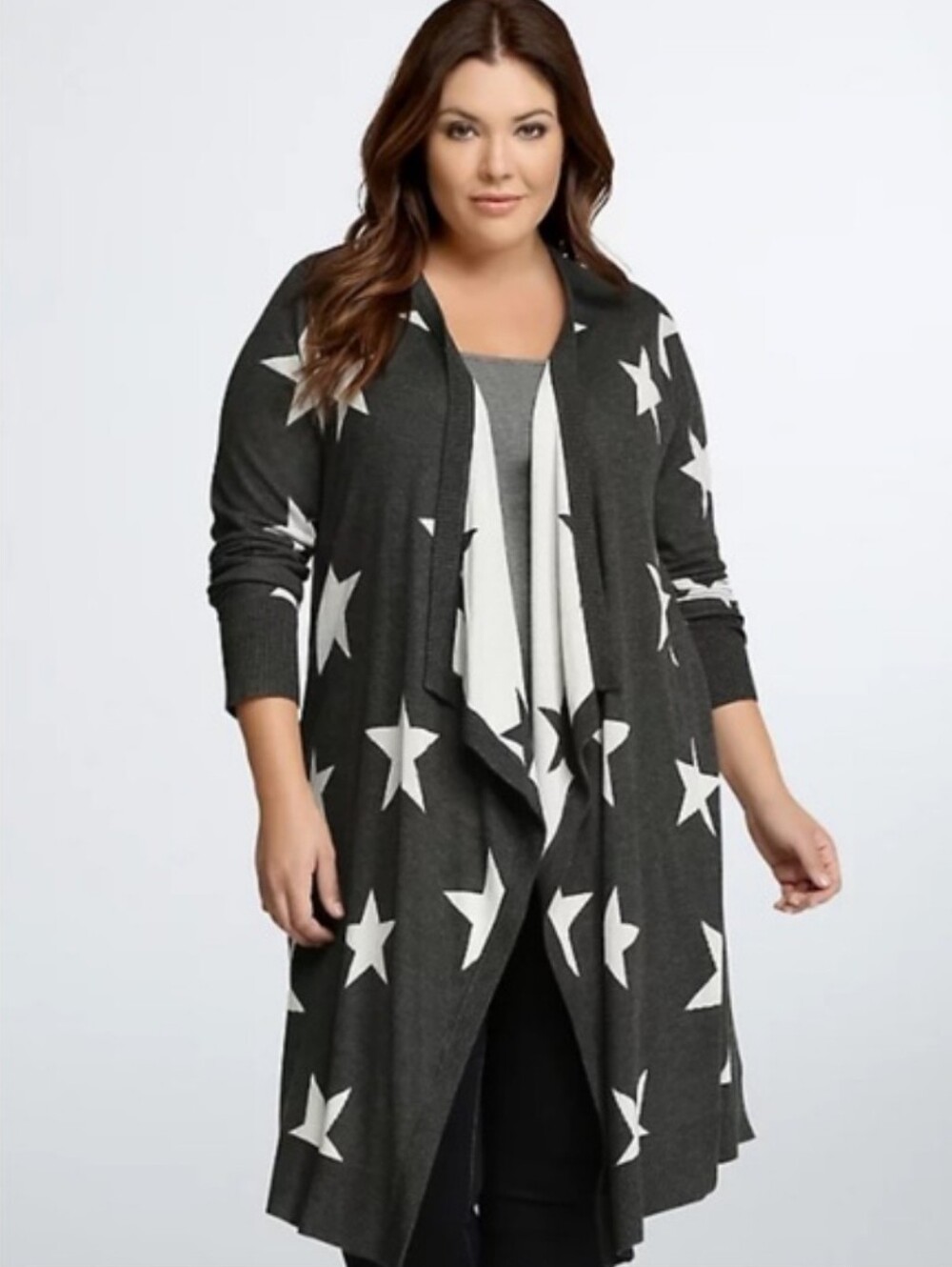 New! 2x [Torrid] Gray & White Open Star Cardigan